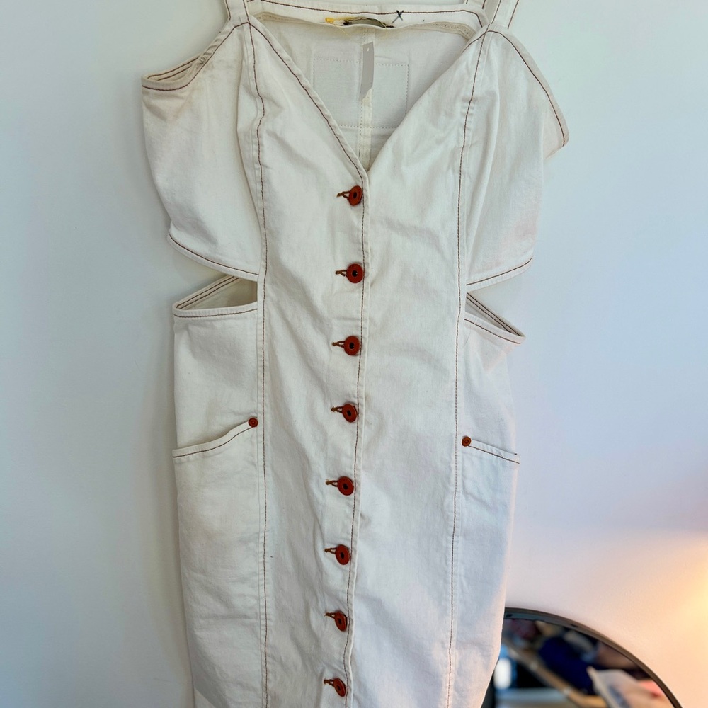 Onca preta Stylish Cream Mini Dress with‎ open sizes size M